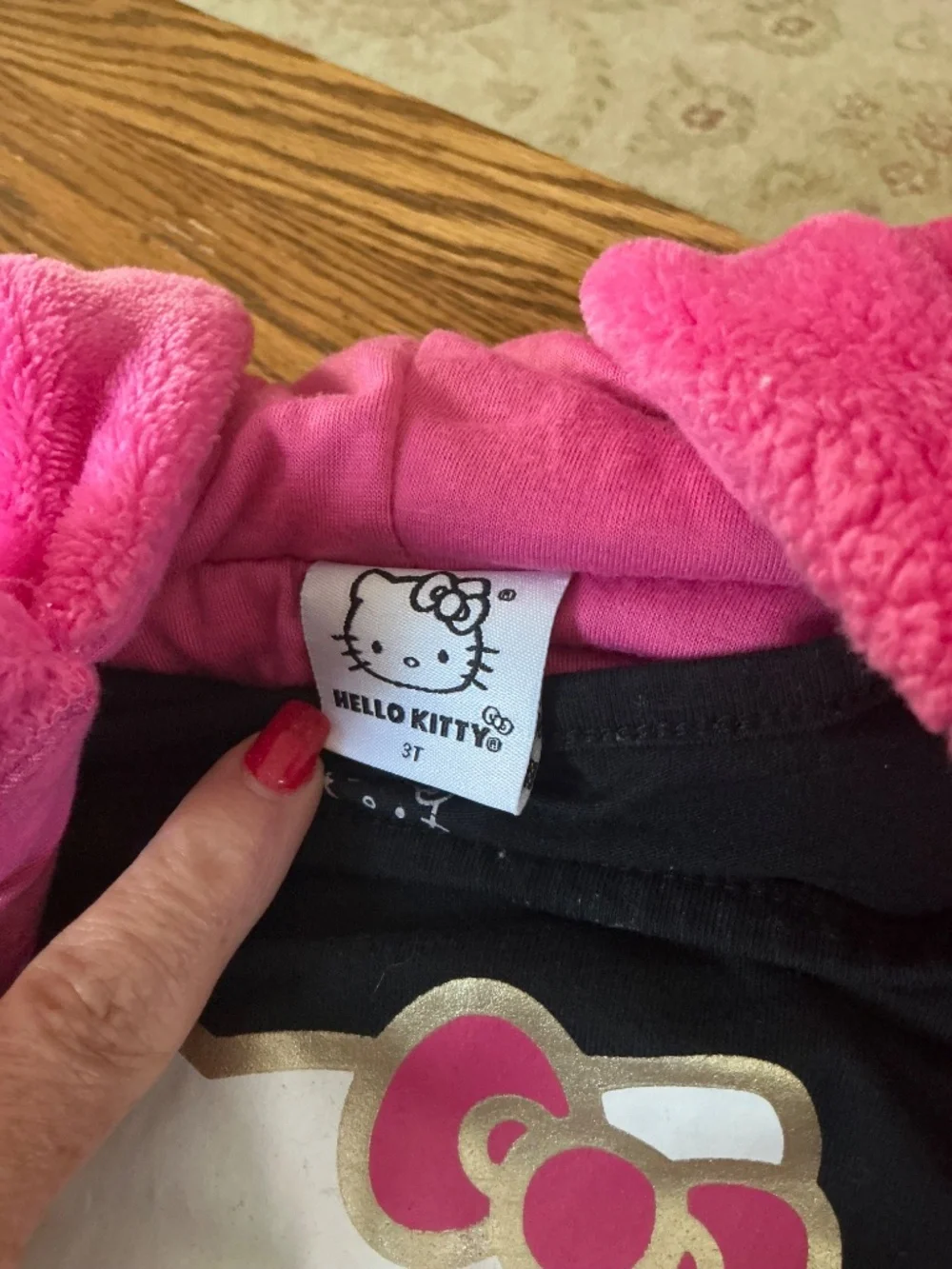 Hello Kitty Full Zip Faux Fur Hooded Vest w/ Top in Pink Combo Sz 3T EUC $48R